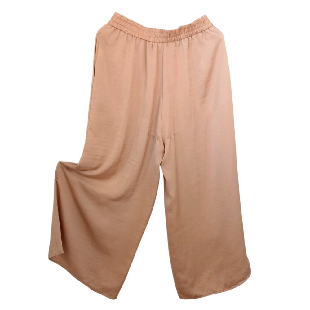 Elle Women’s Wide Leg Pants - Elastic Waist Relaxed Trousers, Size L